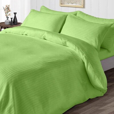 1000TC Ideal Egyptian Cotton Duvet Set+Fitted Sheet Olympic Queen 3 PC All Strip