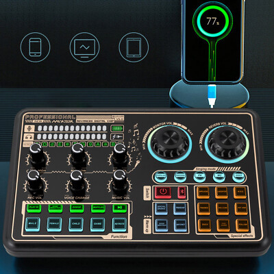 SK 600 Live Streaming Voice Changer Sound Mixer Board Bluetooth Audio LED 600 mW