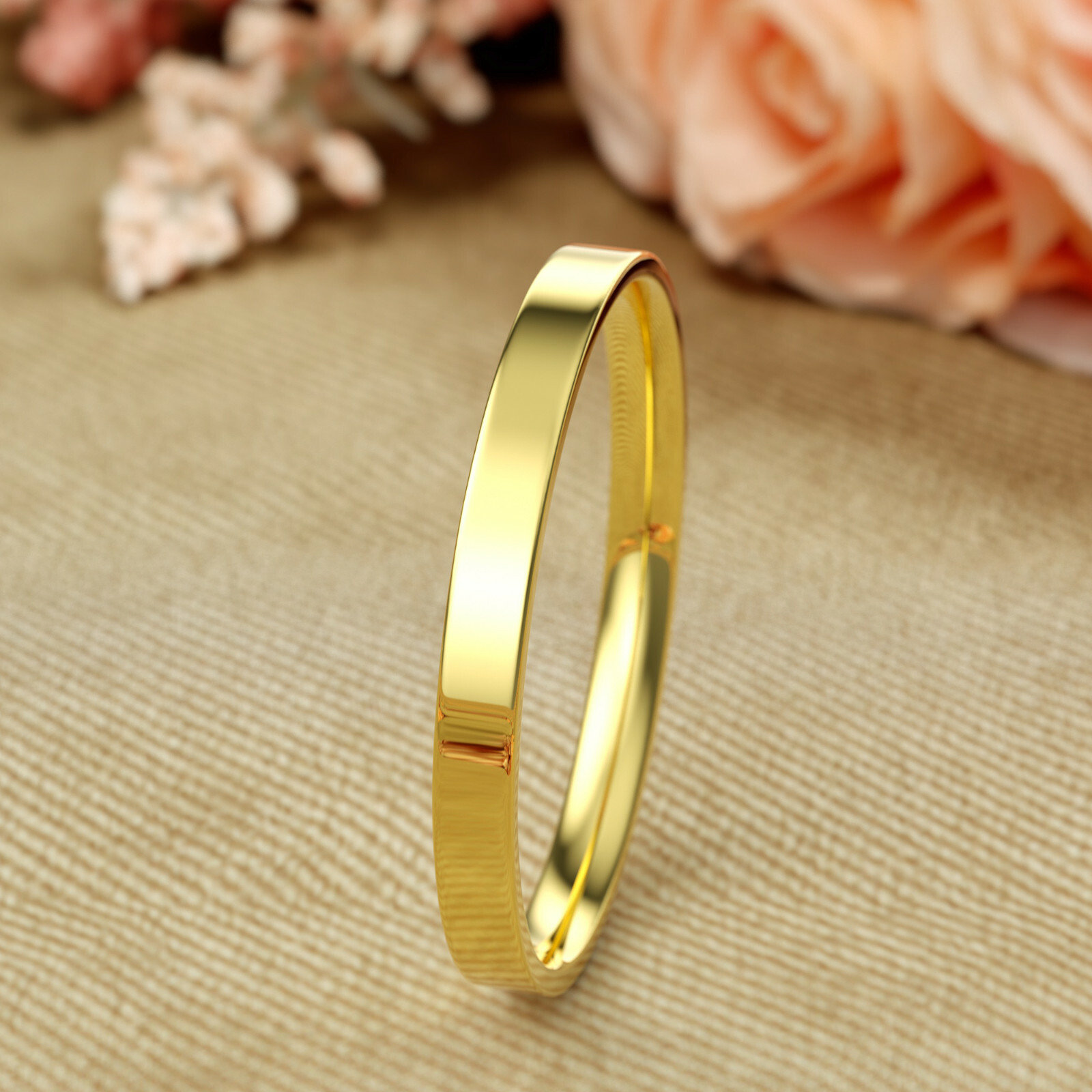 14K Yellow Gold 2mm 3mm 4mm 5mm Comfort Fit Men Women Flat Wedding Band Ring