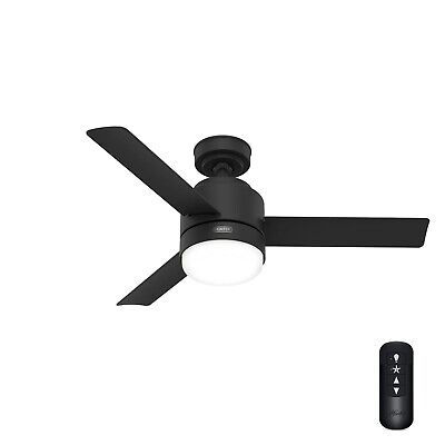 Hunter Fan 44 inch Casual Matte Black Ceiling Fan with Light and Remote Control