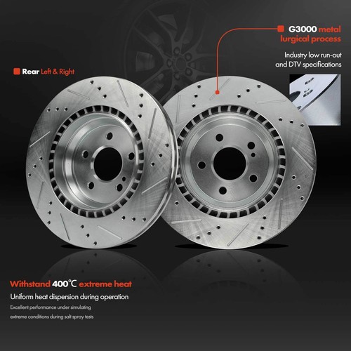 Rear Left & Right Drilled Brake Rotors for Mercedes-Benz CL550 09-14 S550 S450