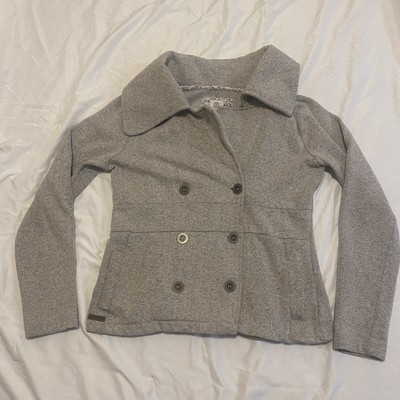 Element Jacket Womens M Med Gray Button Down Pea Coat Collared Casual Formal