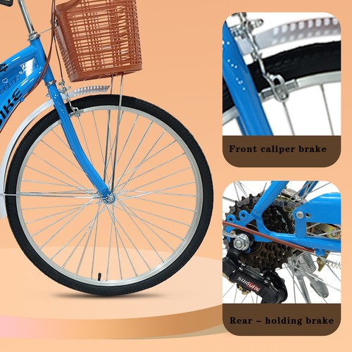 Cruiser Bike 26In Tropical Style Beach Bike Women's Bike W/Grocery Basket