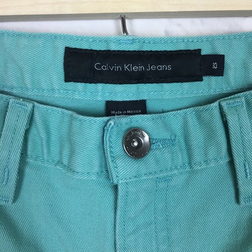 Calvin Klein Jeans Women's Turquoise Blue Flat Front Denim Cotton Shorts Size 10