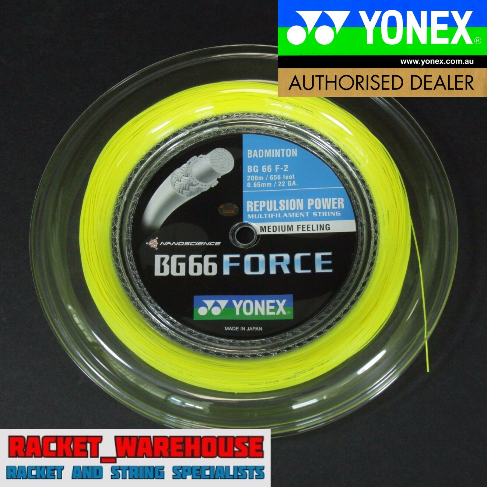 BG66FORCE YONEX STRINGS/200M Yonex BG66 Ultimax 0.65mm Badminton