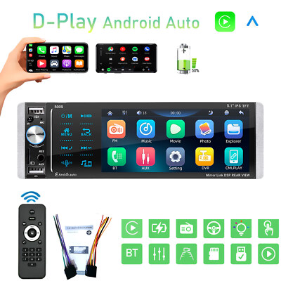 5.1''Single 1 Din Car Stereo Radio MP5 Player Bluetooth Touch Screen Carplay3Fr5K