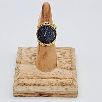 7 Charming Sisters ''Super Mom'' Bezel Set Black & White Crackle Stone Ring, 6