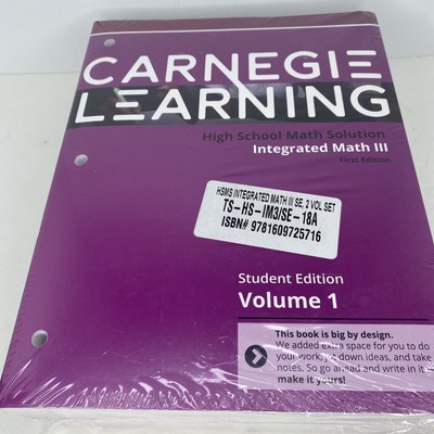 Carnegie Learning High School Math Solution Integrated Math III Vol 1 2 Sealed