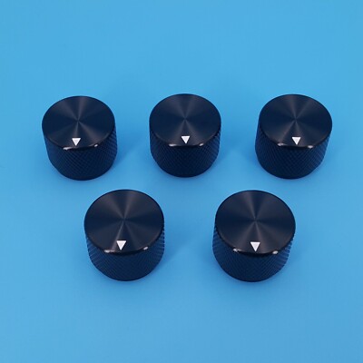 5Pcs Black 20 x 15.5mm Aluminum Alloy 6mm Dia Rotary Control Potentiometer Knob