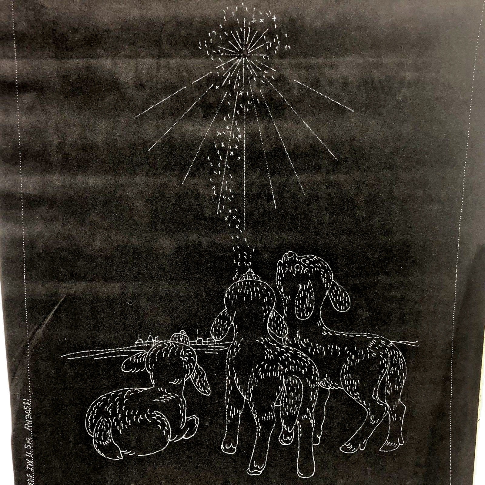 Vintage Liquid Embroidery Picture Paint 9452 Lambs Tri Chem Black Christmas USA