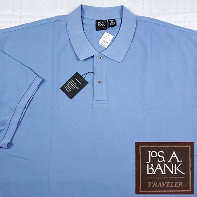 Jos A Bank Traveler Pique Cotton Polo Shirt Size 4XL 4XB Light Blue New NWT #g29