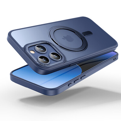 For iPhone 15 Pro Max 14 13 12 11 Matte Mag Safe Case with Rotating Stand