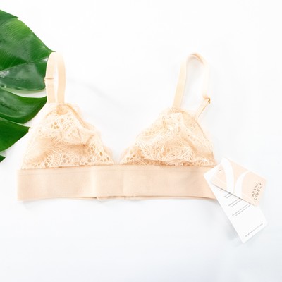 NEW Lively Bra The Long Lined Lace Bralette Toasted Almond Sz Small NWT Unlined