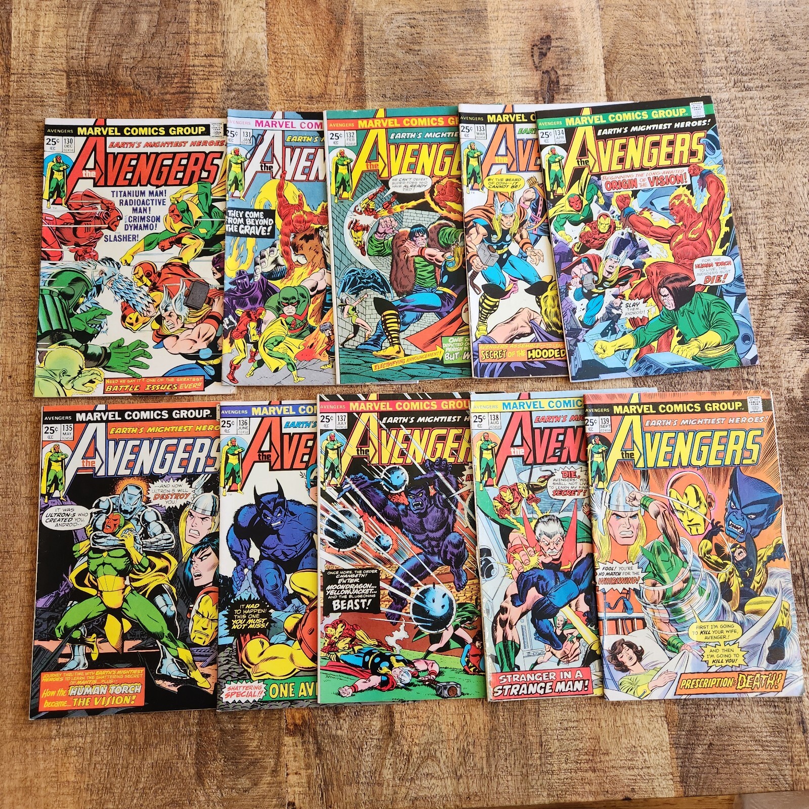 少年漫画 Avengers Comic Set Avengers #130-139 Marvel Comic Book Lot of 10 VF- 7.5 Kang