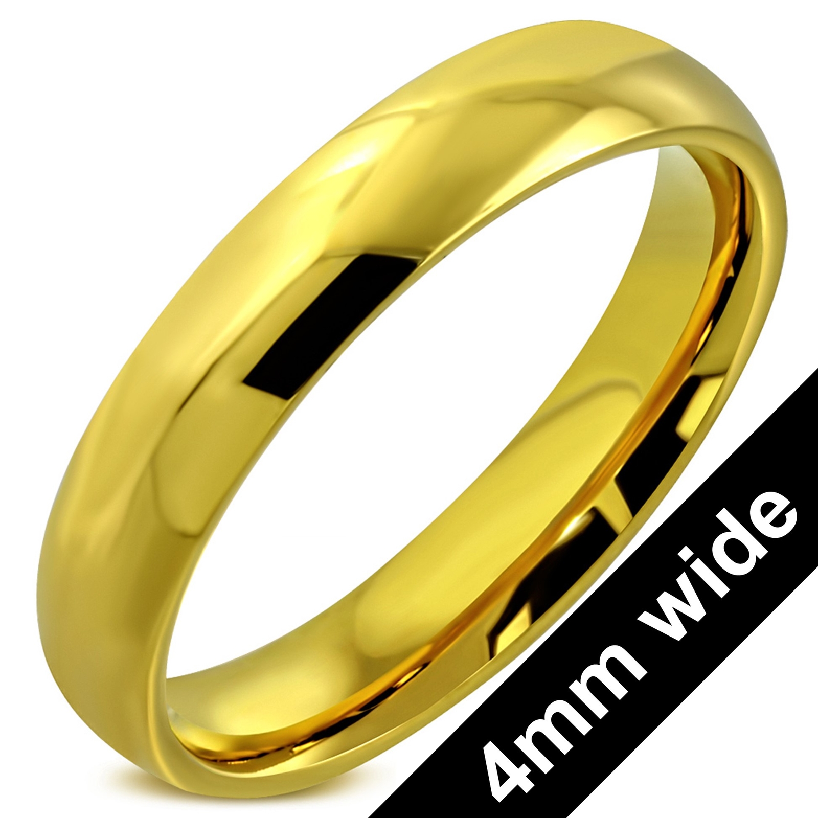 Plain 4mm Gold IP Stainless Steel Ring | Unisex | Wedding Band | Thumb Ring