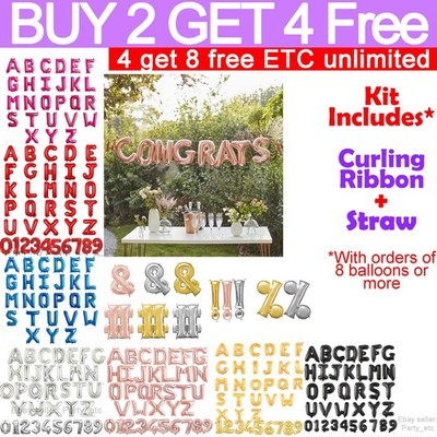 Foil  Letter Number Balloons 16 inch Small Alphabet Birthday NAME PARTY WEDDING