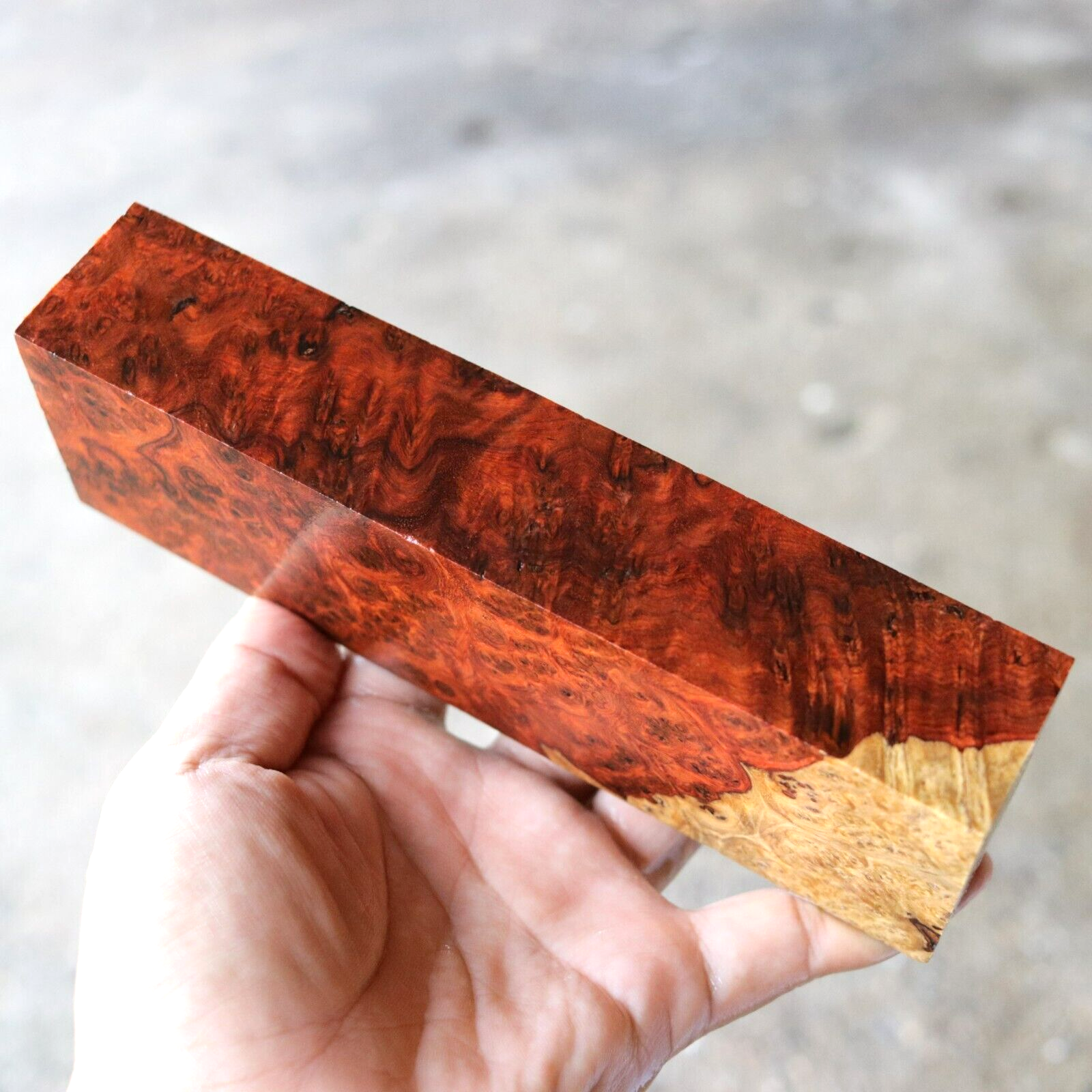 Amboyna Burl, Knife handle, Gun grips, Turning Blank DIY 2"X 7 3/8"X 1 3/8" #284 Amboyna Burl, Knife handle, Gun grips, Turning Blank DIY 2"X 7 3/8"X 1 3/8" #284