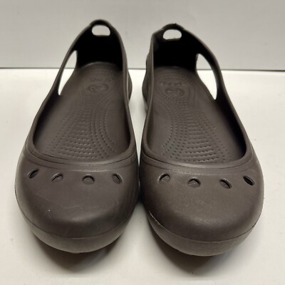 Crocs Kadee Womens Flat Ballet Shoes Round Toe Slip On Casual Comfort Brown Sz 9