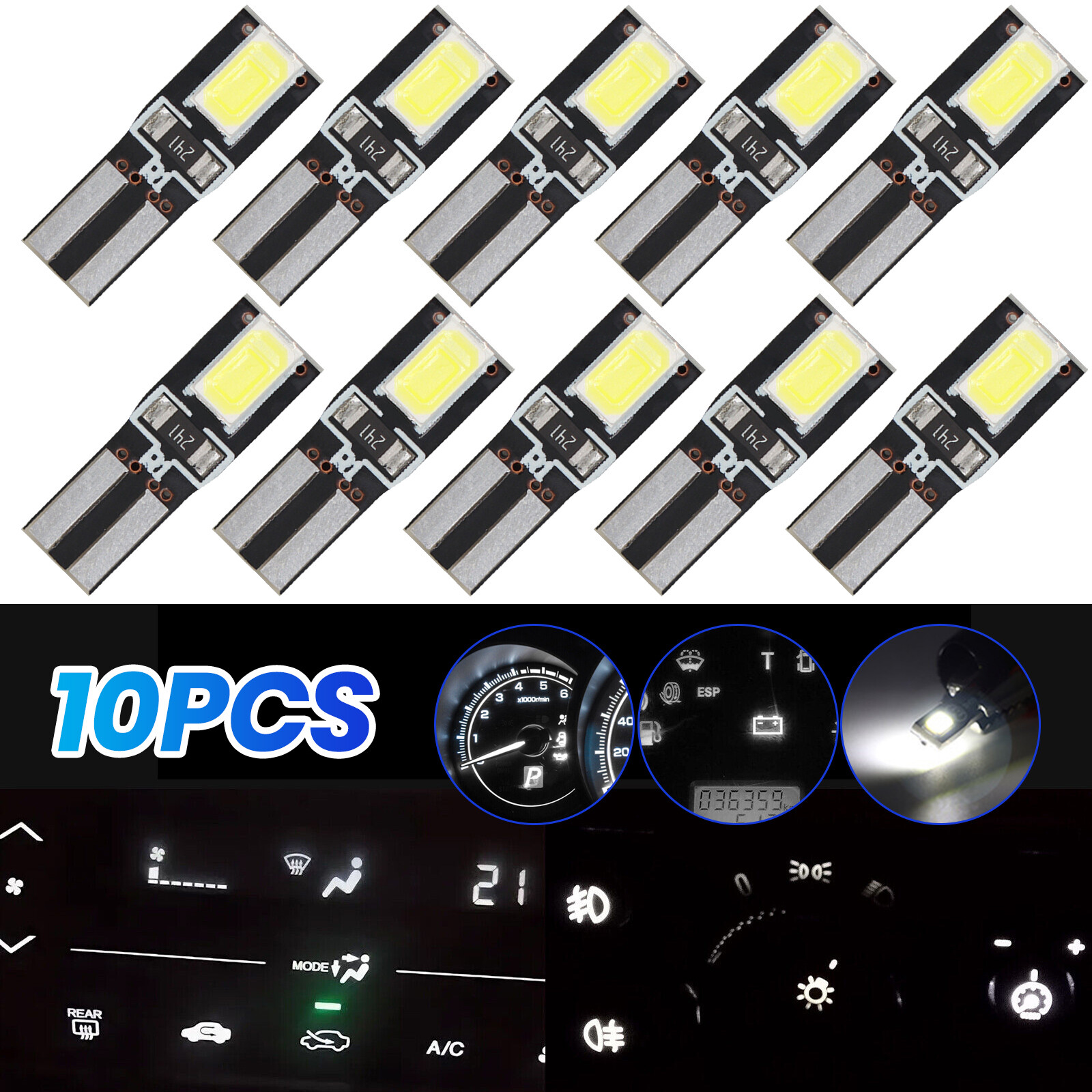 Luci Strumentazione Auto 12V LED Buy 10x T5 74 Wedge White Dashboard ...