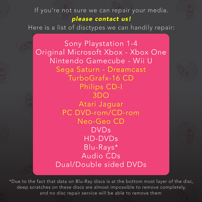 150 Video Game, Gamecube, CD DVD Blu-Ray Disc Repair Service - Remove Scratches