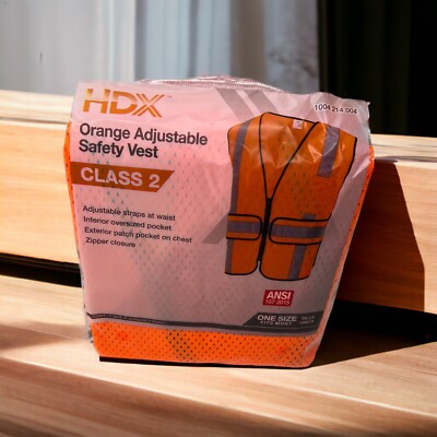 HDX Hi Visibility Orange Class 2 Reflective Adjustable Safety Vest