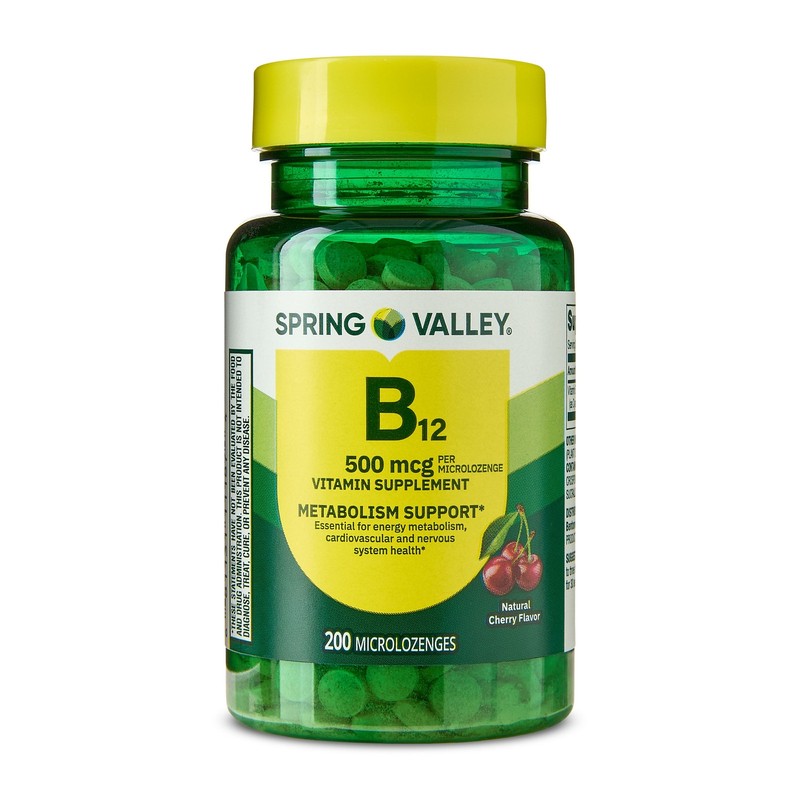 Spring Valley Sublingual Vitamin B12 500mcg 200 Microlozenges (Cherry Flavor)