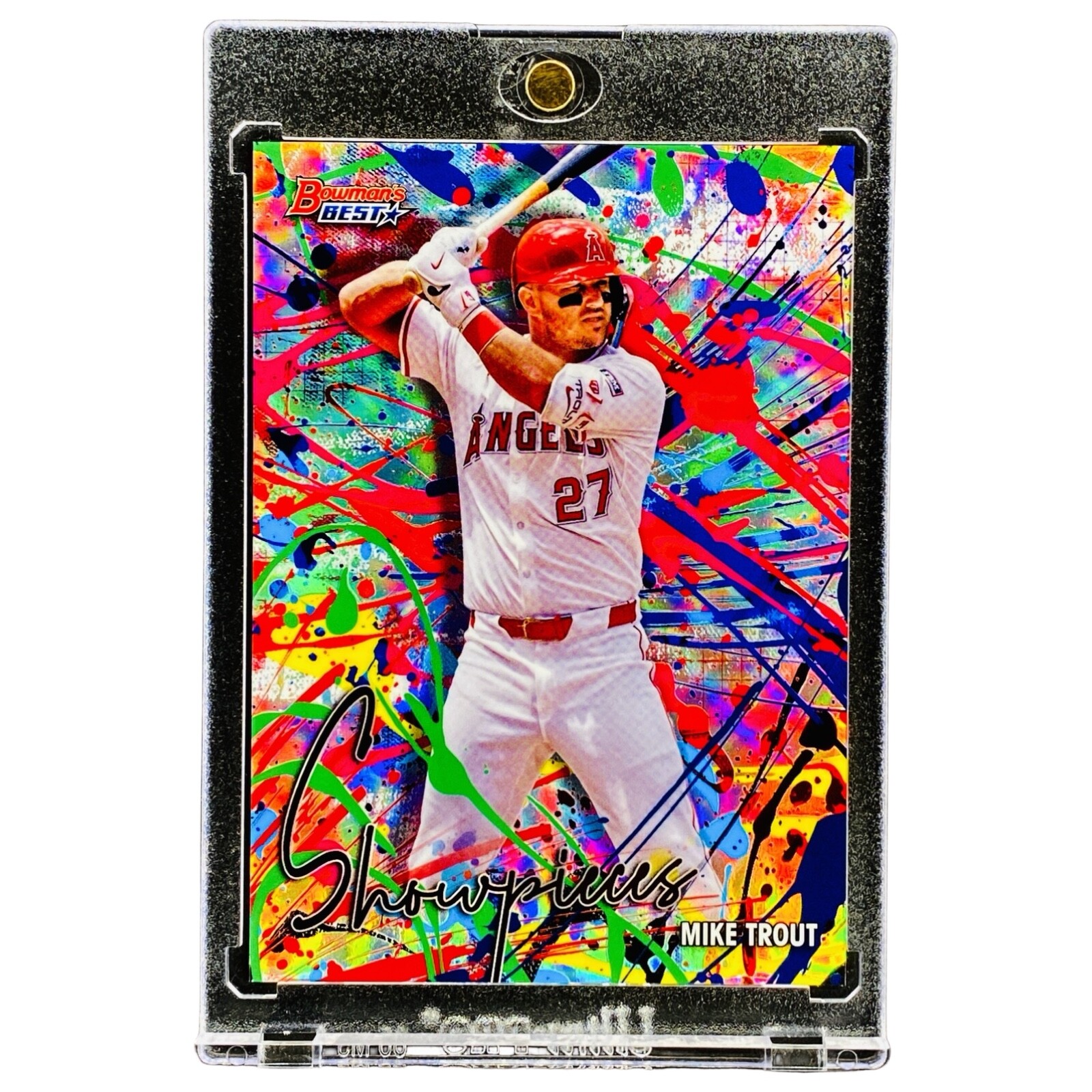 Mike Trout Splatter Refractor Insert SP Angels Star Chrome Finish w/Holder 🔥
