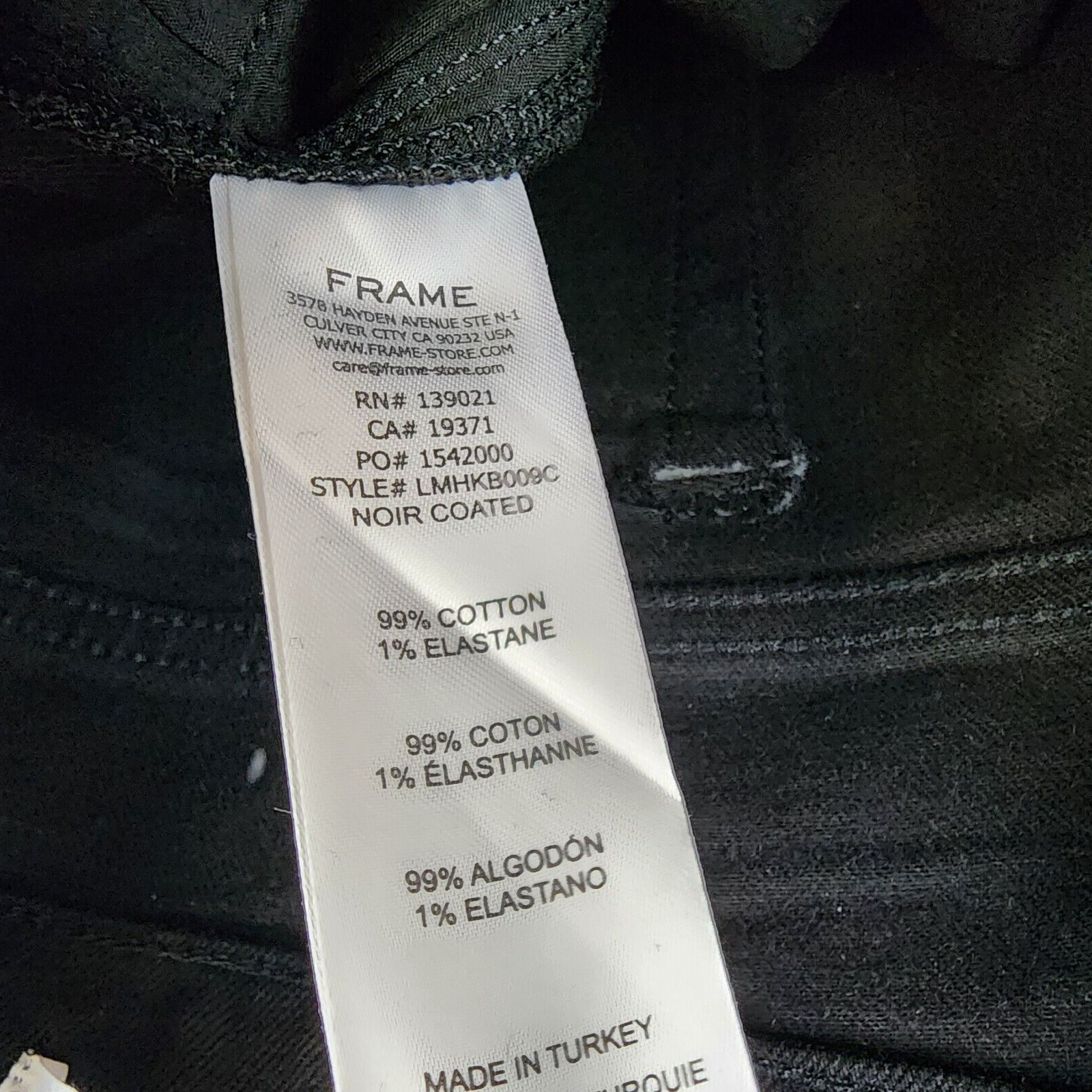 FRAME L'Homme Skinny Jeans Men's 36 Noir Coated Solid Pockets Button Zip Closure - Picture 8 of 14