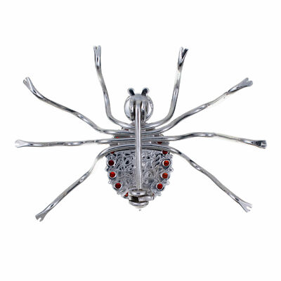 Pre-owned Sterling Bohemian Garnet  Silver Spider Brooch