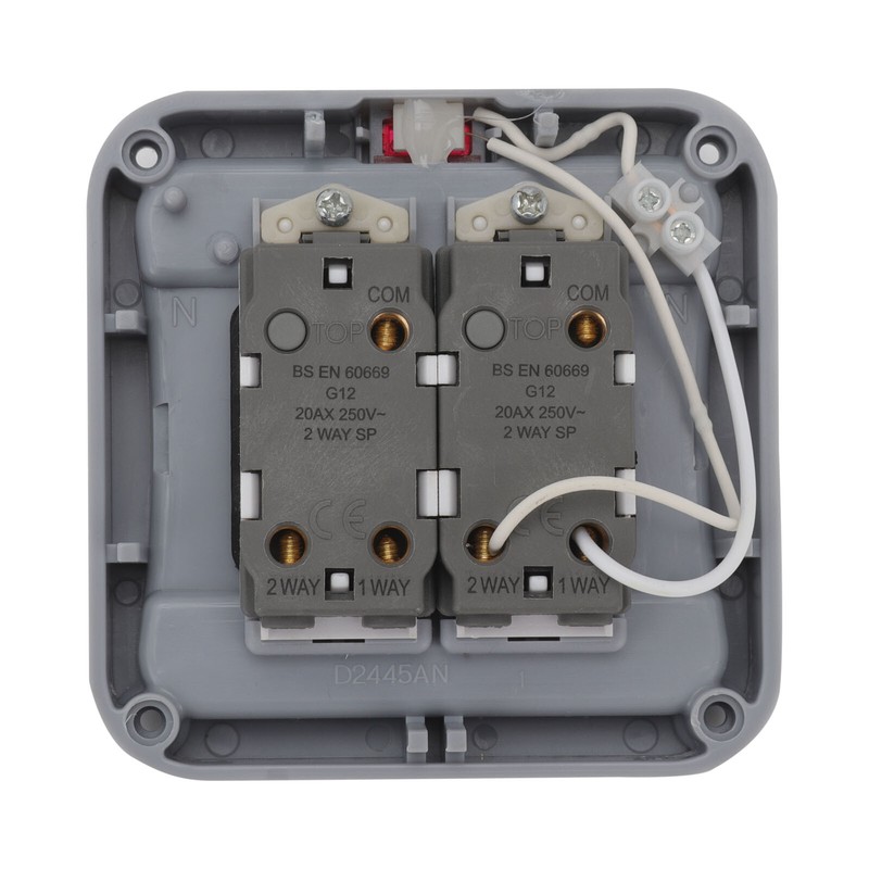 2way Light Switch Waterproof IP66 Outdoor Garden Weatherproof Double