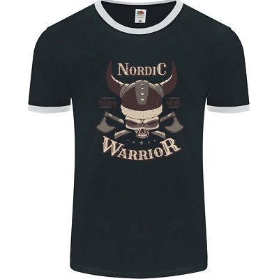 Nordic Warrior Viking Skull Mens Ringer T-Shirt FotL