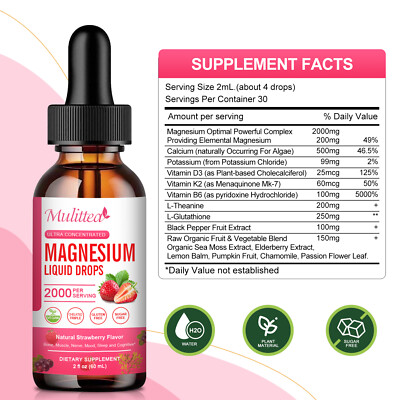 Magnesium Glycinate Supplement 2000mg Magnesium Glycinate Liquid Drops