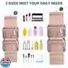 TBTOTRA Hanging Toiletry Bag for Women Travel, 2 Sizes Large and Small Waterproof Cosmetic Organizer with 4 Compartments, Rotating Hook, Foldable Pink Travel Bag for Toiletries and Makeup Medium Lake Blue