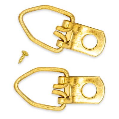 100 Brass Plated Heavy Duty 1 Hole D Ring Strap Picture Hanger Wscrews