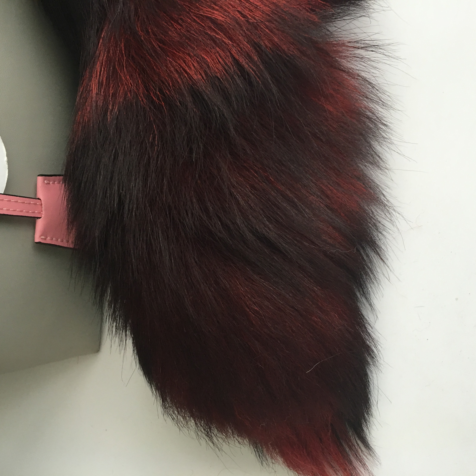 Red/Black 40cm 16" Real Fox Tail Fur Keychain Tassel Handbag Charm Pendant