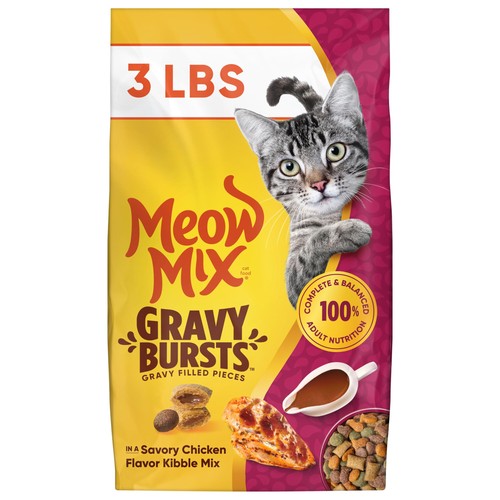 Meow Mix Gravy Bursts, Savory Chicken Flavor Mix, 3 Pound (Pack of 1)
