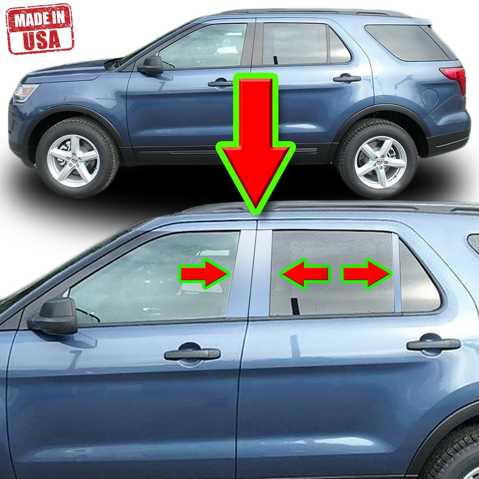 Chrome Pillar Trim for Ford Explorer 1119 (+also fits keyless) 6pc Set