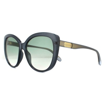 Pre-owned Gucci Gg0789s-004-57 Blue Sunglasses In Green
