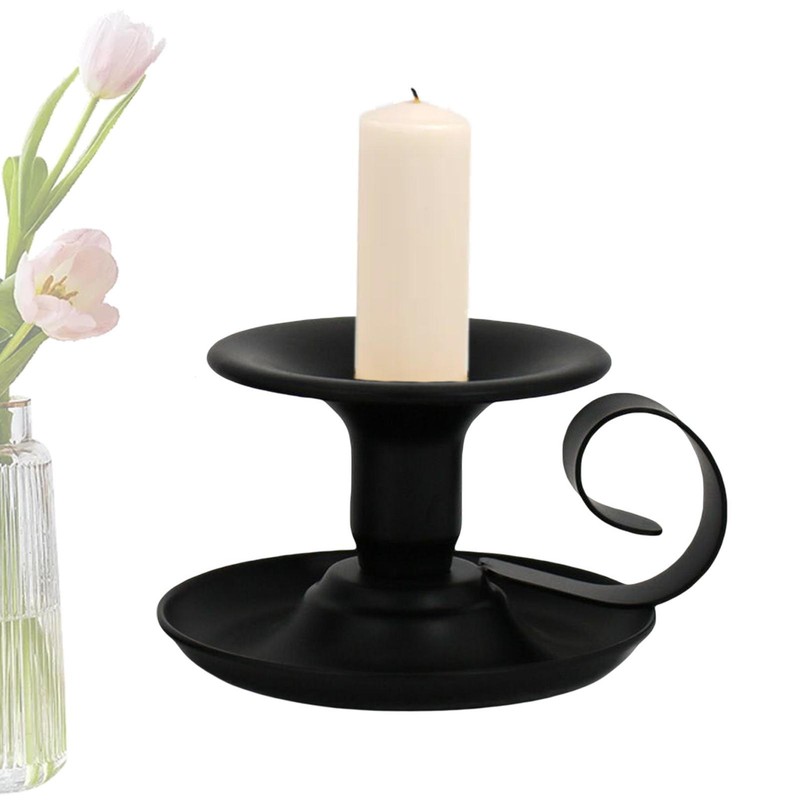 Taper Candle Holders Retro European Style Wrought Iron Candle Holder with Handle