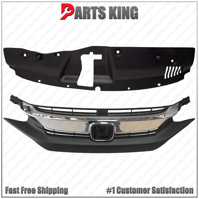 For 2016 2017 2018 Honda Civic Front Grille & Radiator Sight Cover Assembly 2pc