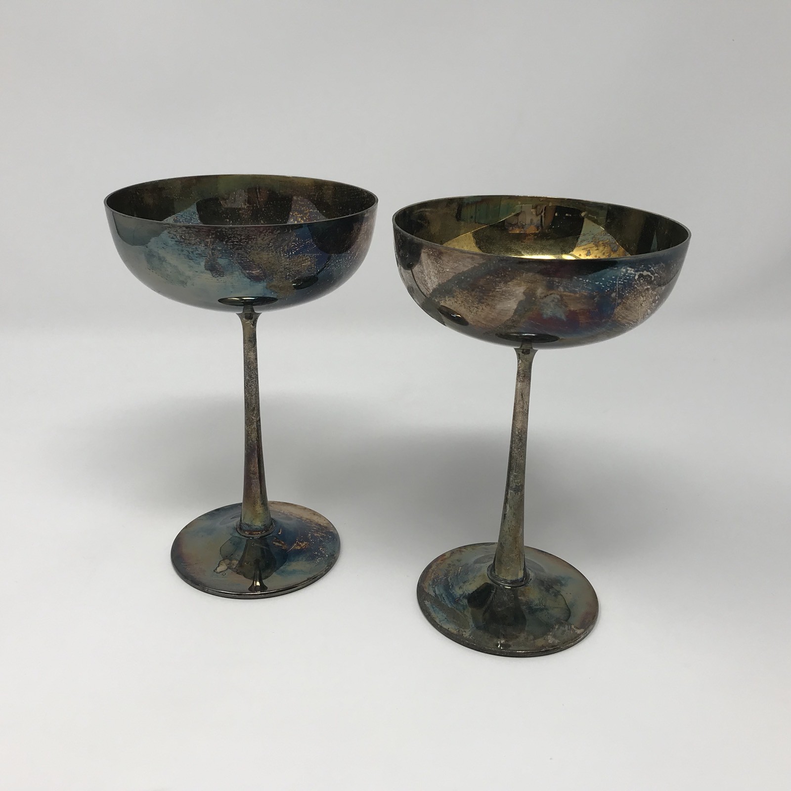 GOBLET CUP WINE SIGNED EL DE UBERTI CROWN ITALY SET OF 2