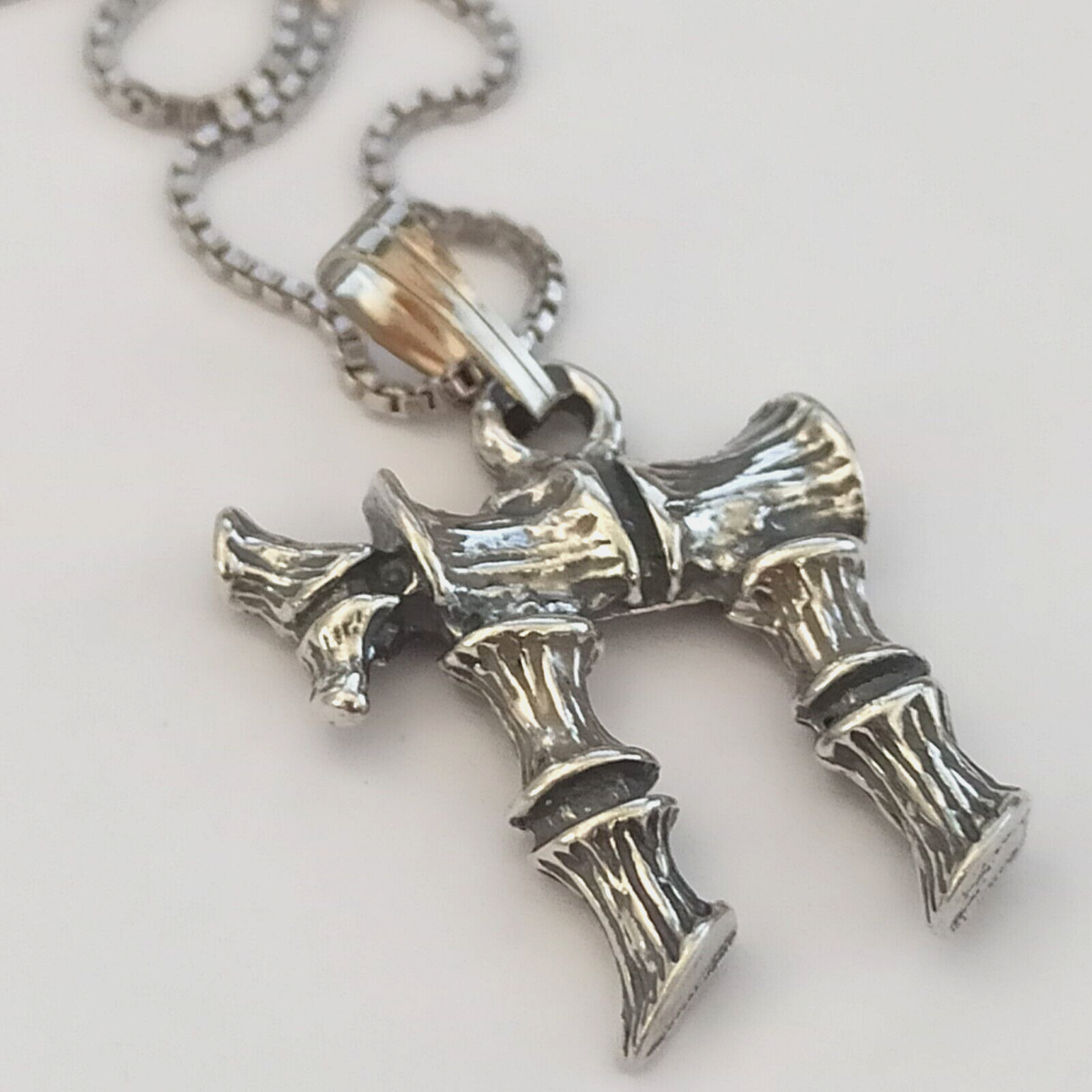 Men's Silver Chai Necklace Bamboo Pendant Vintage Hebrew Men's Silver Chai Necklace Bamboo Pendant Vintage Hebrew