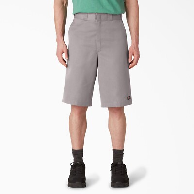 Dickies Mens Loose Fit Flat Front Work Cell Phone Pocket 13'' Shorts Silver 31