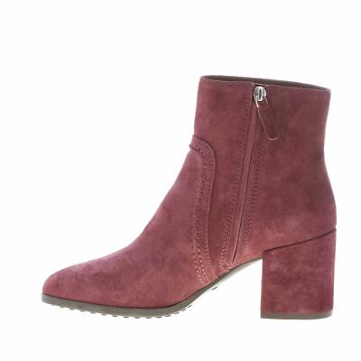 Pre-owned Tod's Women Shoes Bordeaux Suede Ankle Boot With Zip Rubber Sole Heel 7 Cm