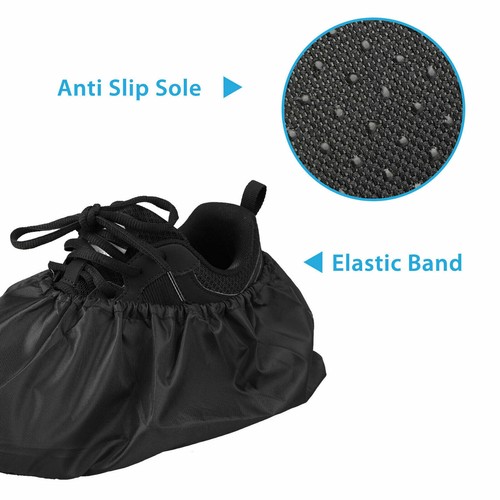 2 Pairs Waterproof Shoe Covers Washable Reusable Non Slip Sole Overshoes Booties
