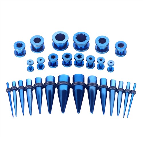 28PCS Ear Stretching Gauges Set Tapers Tunnels Plugs Kit 12G-00G Stainless Steel