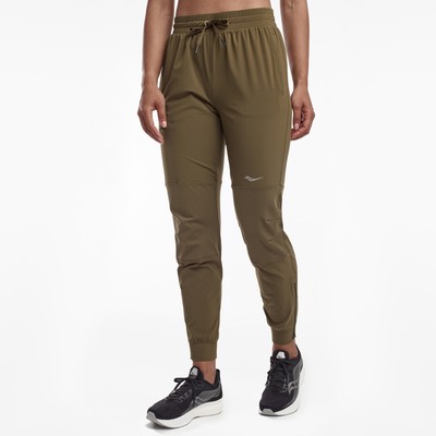 

Женские брюки-джоггеры Saucony Summit темно-оливковые, Dark olive