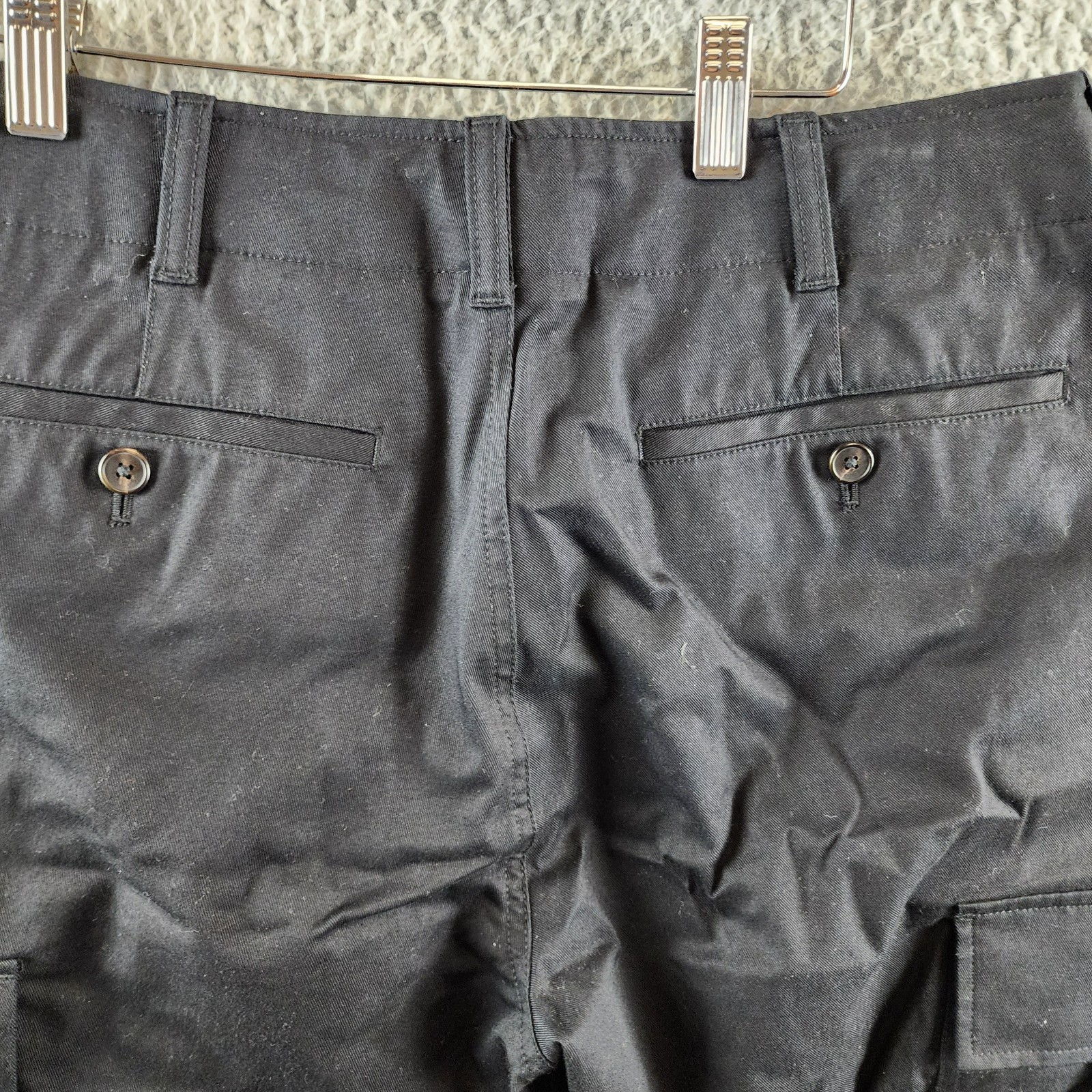 Theory Straight Twill Cargo Pants Men's 30 Black Side Pockets Button Zip Closure - Picture 17 of 17