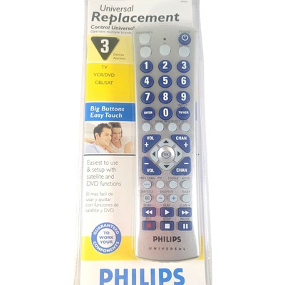Philips Universal Remote Big Buttons PH335 3 Devices Control