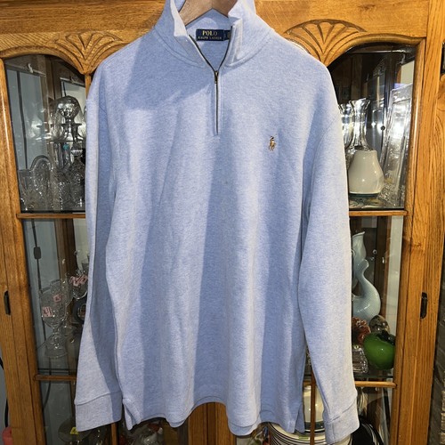 シャツ POLO RALPH LAUREN Men Long Tops 710968913005 SKY Blue Polo Ralph Lauren Long Sleeve Shirt Men's Large 1/4 Zip